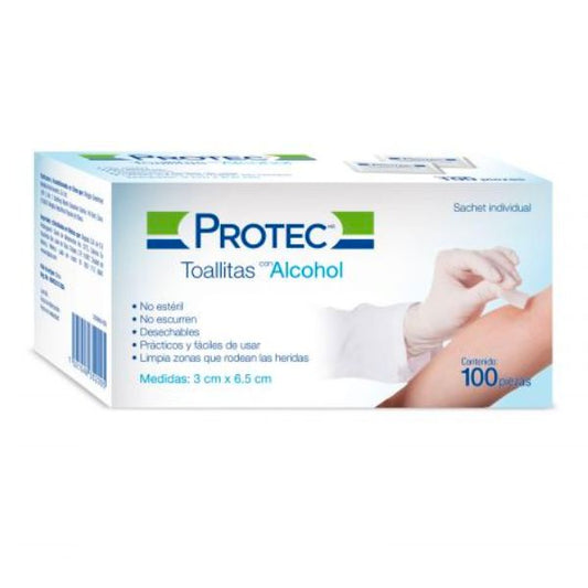 Toallitas con Alcohol Protec 100 Piezas