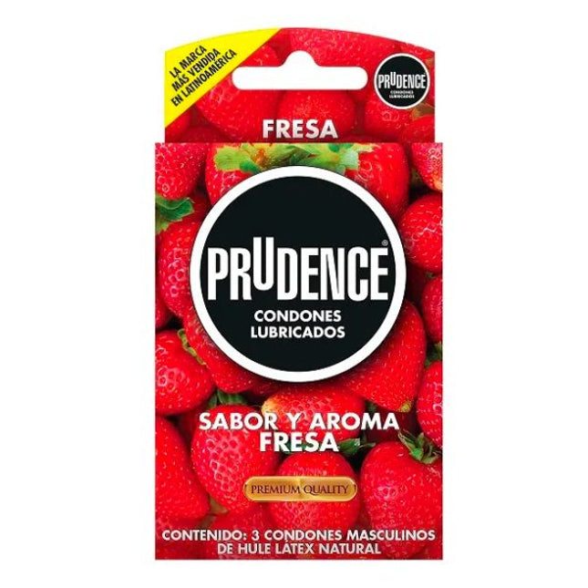 Prudence Sabor y Aroma Fresa Caja con 3 Preservativos Masculinos