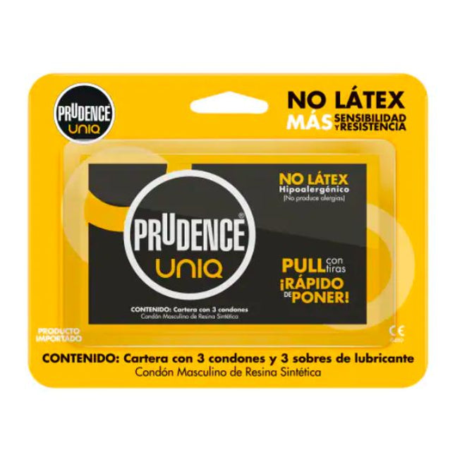 Prudence Uniq sin Látex Cartera con 3 Preservativos Masculinos