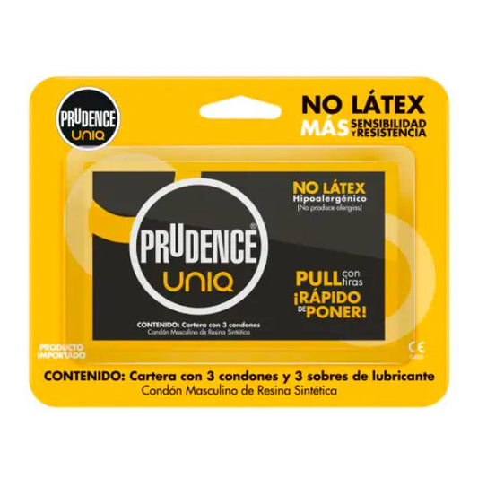 Prudence Uniq sin Látex Cartera con 3 Preservativos Masculinos