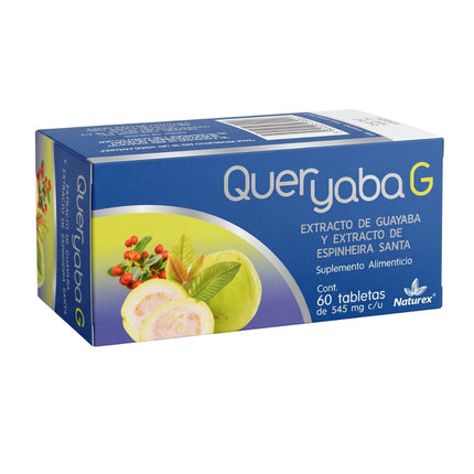 Queryaba G (Espinheira Santa 30.45 g, Extracto de Guayaba 22.93 g) Caja con 60 Tabletas