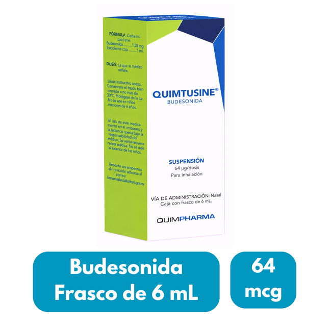 Quimtusine (budesonida) susp p/inhalación 64 mcg / dosis Frasco 6 ml | Quimpharma