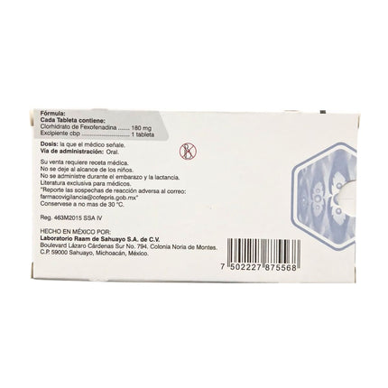 Desrotan (Fexofenadina) 180 mg Caja con 10 Tabletas