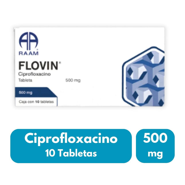 Flovin (Ciprofloxacino) 500mg Caja con 10 Tabletas | RAAM