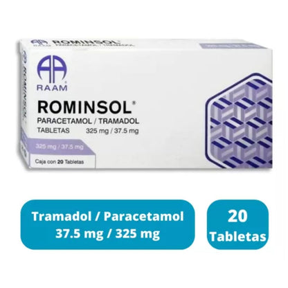 Rominsol (Paracetamol/Tramadol) 325 mg/37.5 mg Caja con 20 Tabletas