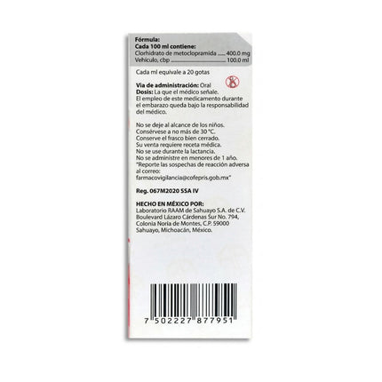 Eslinmor (Metoclopramida) 4mg/ml Frasco Gotero con 20 ml | RAAM
