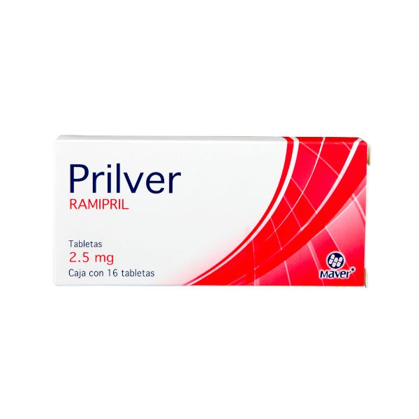 Prilver (Ramipril) 2.5 mg Caja con 16 Tabletas