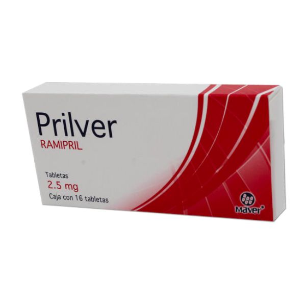 Prilver (Ramipril) 2.5 mg Caja con 16 Tabletas
