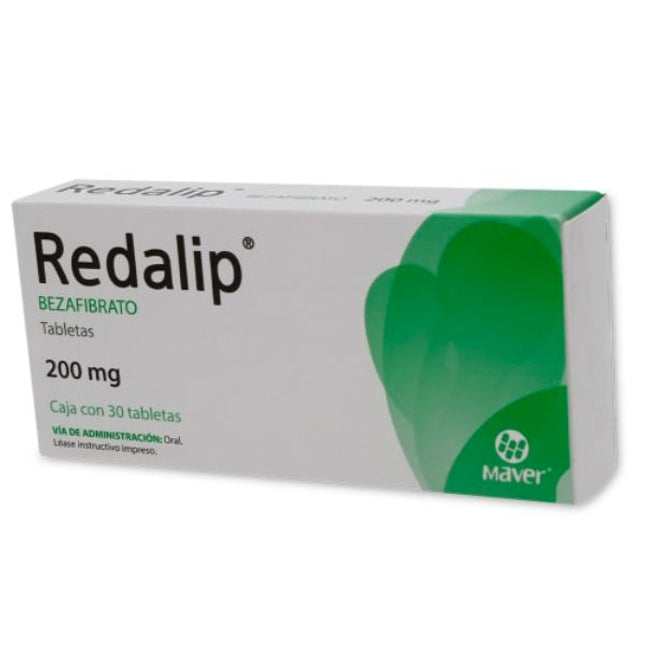 Redalip (Benzafibrato) 200 mg Caja con 30 Tabletas