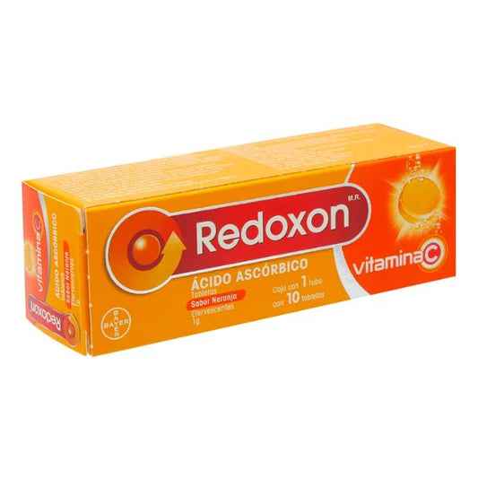 Redoxon (Ácido Ascorbico) 1 g Sabor Naranja con 10 Tabletas Efervescentes