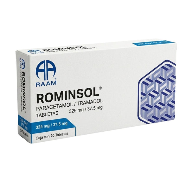Rominsol (Paracetamol / Tramadol) 325 mg / 37.5 mg Caja con 20 Tabletas