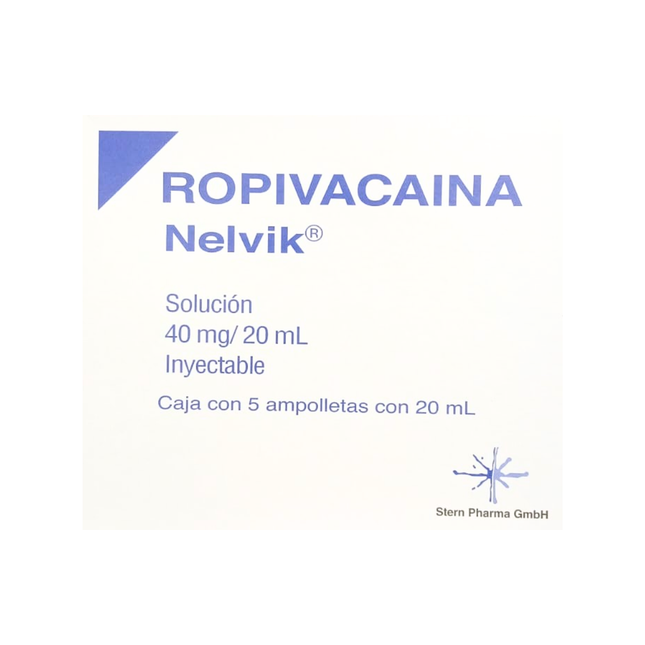Ropivacaína 40 mg Caja con 12 Ampolletas Solución Inyectable