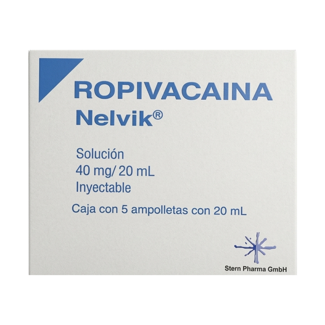 Ropivacaína 40 mg Caja con 5 Ampolletas Solución Inyectable