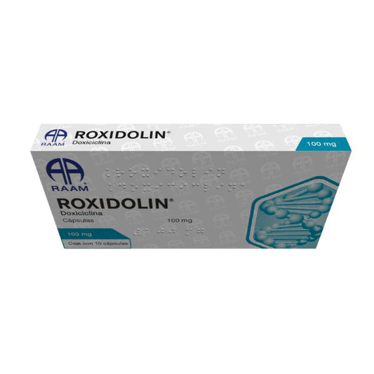 Roxidolin (Doxiciclina) 100 mg Caja con 10 Cápsulas