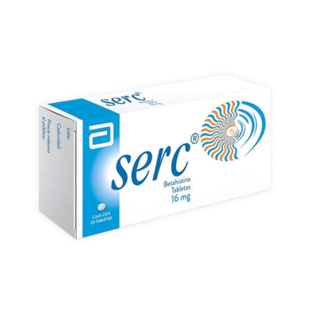 Serc (Betahistina) 16mg 20 Tabletas 16mg Caja Con 20 Tabletas