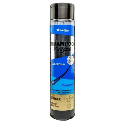 Shampoo con Minoxidil, Keratina y Colageno Frasco con 500 ml