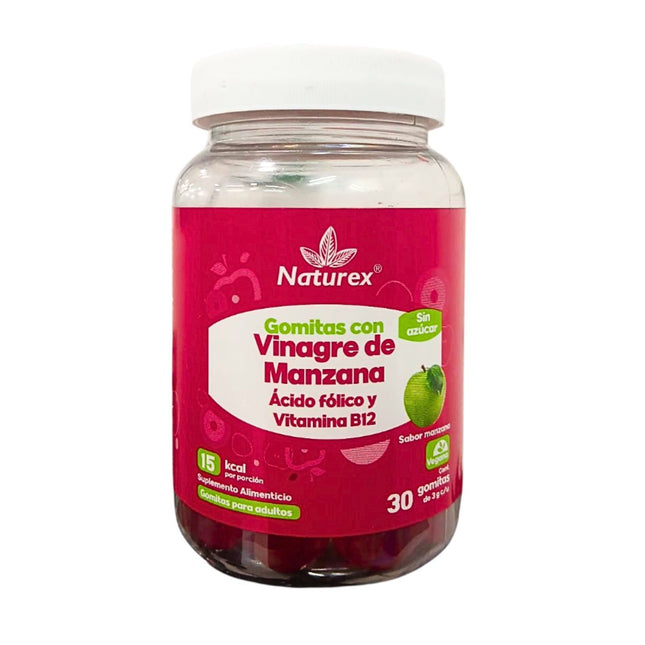 Vinagre Manzana Acido Fólico Vitamina B12 Frasco con 30 Gomitas