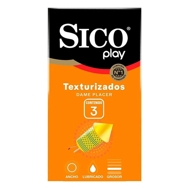 Sico Play Texturizados Dame Placer Caja con 3 Preservativos Masculinos