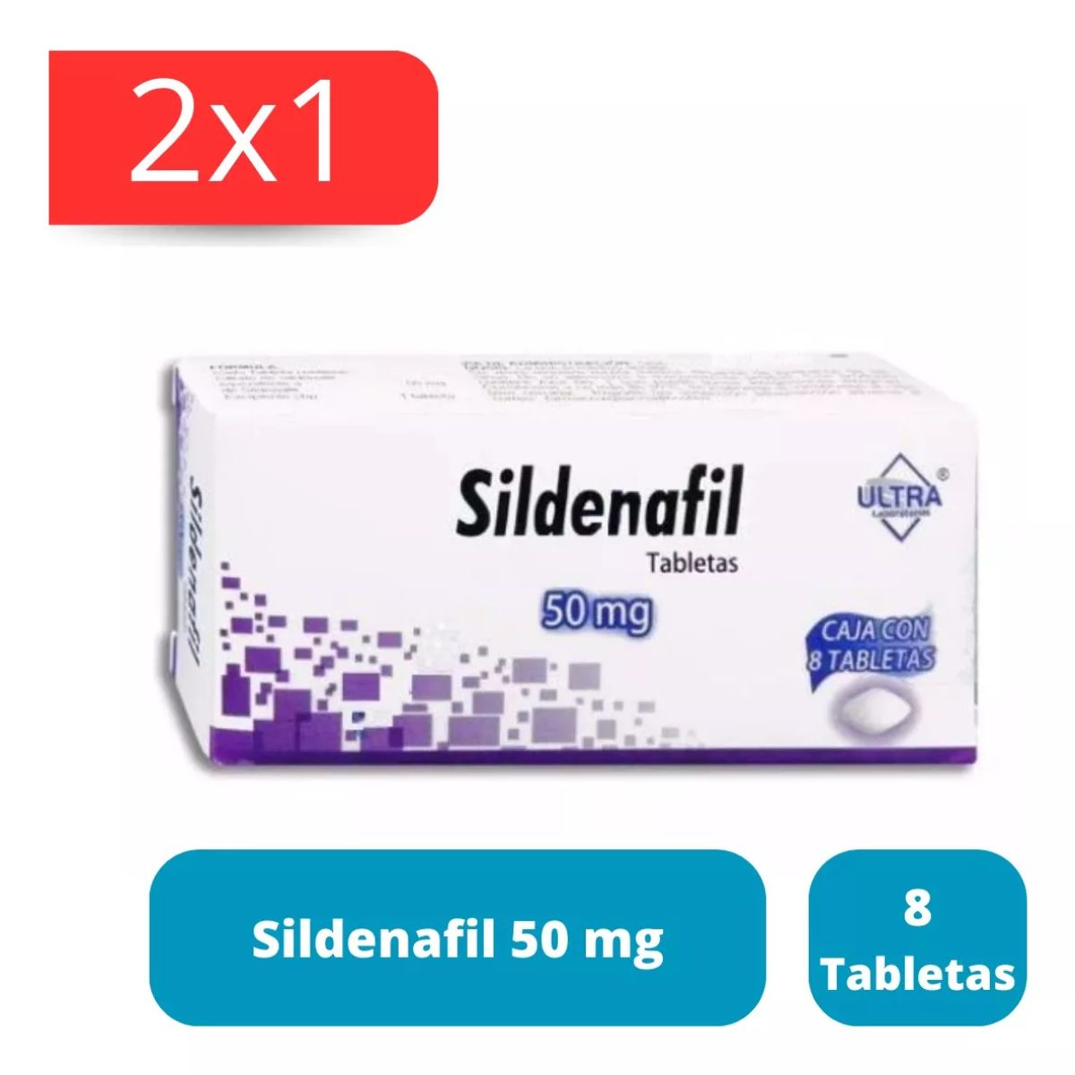 Sildenafil 50 Mg Caja Con 8 Tabletas 2x1 Genérico De Viagra