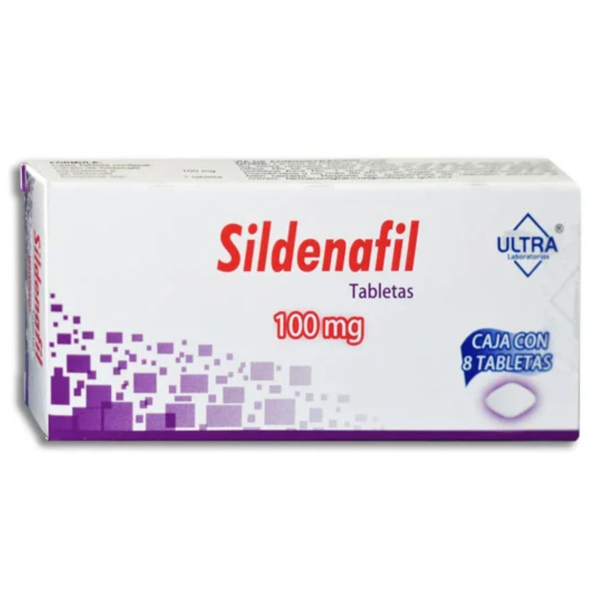 Sildenafil 100 mg Caja con 8 Tabletas