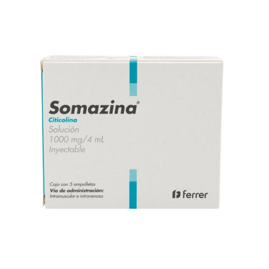 Somazina (Citicolina) 1000 mg Caja con 5 Ámpulas Inyectables