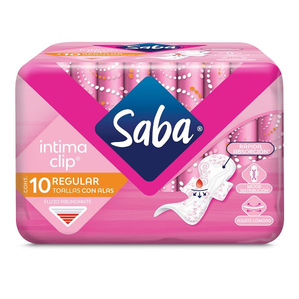 Saba Intima Clip Regular 14 Toallas con Alas