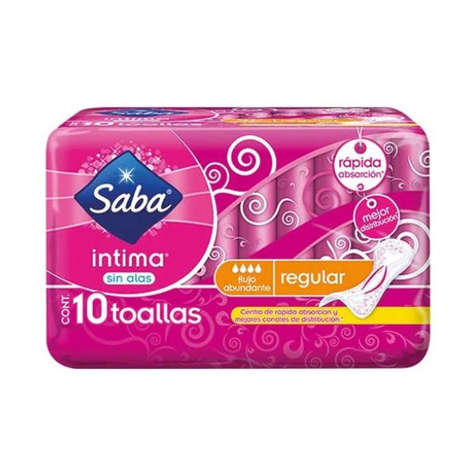 Saba Intima Regular 10 Toallas Sin Alas