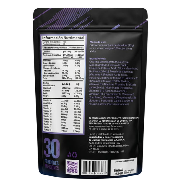 Active Electro Sport Creatina En Polvo con Electrolitos Bolsa con 450 G