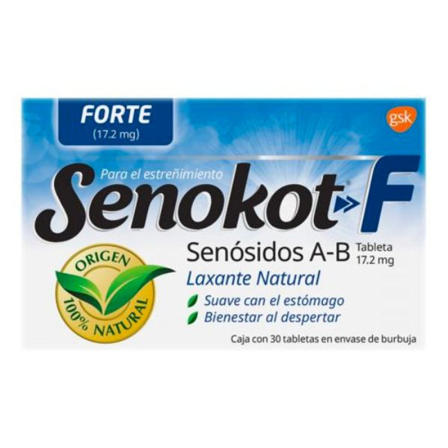 Senokot-F (Senosidos A-B) 17.2 mg Caja con 30 Tabletas