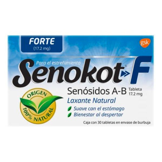 Senokot-F (Senosidos A-B) 17.2 mg Caja con 30 Tabletas