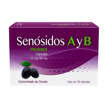 Prugnex (Senosidos A Y B) Concentrado de Ciruela 12 mg/50mg Caja con 30 Cápsulas