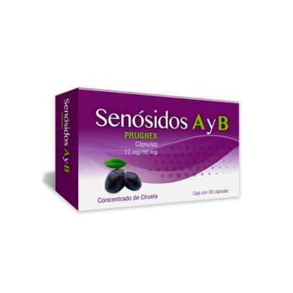 Prugnex (Senosidos A Y B) Concentrado de Ciruela 12 mg/50mg Caja con 30 Cápsulas