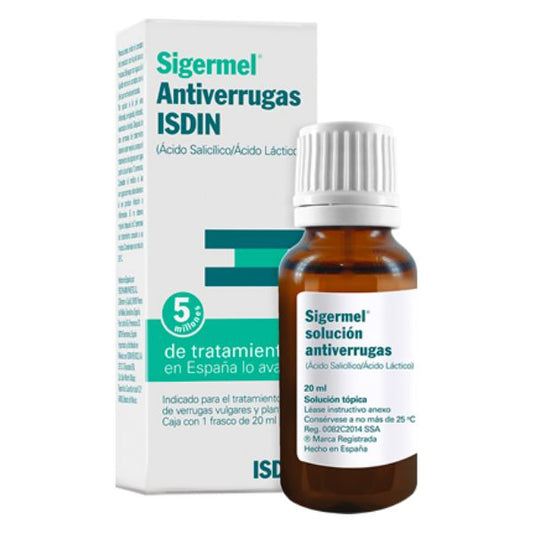 Sigermel Antiverrugas Isdin (Acido Salicilico  Acido Lactico) Caja 1 Frasco de 20 ml