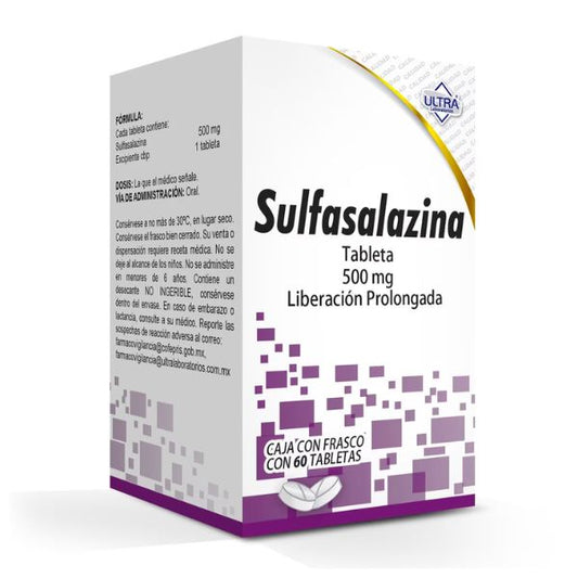 Sulfasalazina 500 mg Liberacion Prolongada Frasco con 60 Tabletas