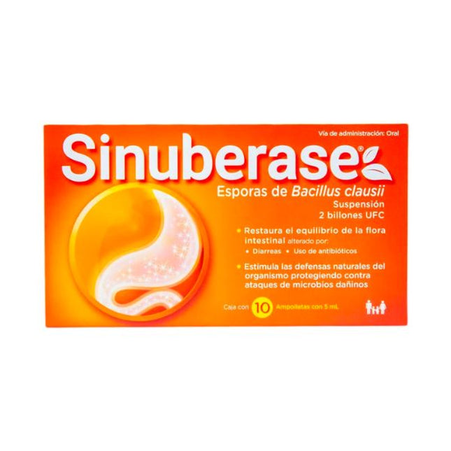 Sinuberase(Esporas De Bacillus Coagulans) 2 Billones de Ufc Caja con 10 Ámpulas