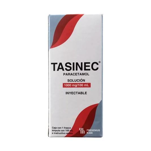 Tasinec (Paracetamol) 1000 mg/100 ml Caja con Frasco Ámpula con 100 ml