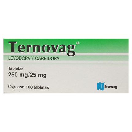 Ternovag (Levodopa Carbidopa) 250 mg/25 mg Caja con 100 Tabletas