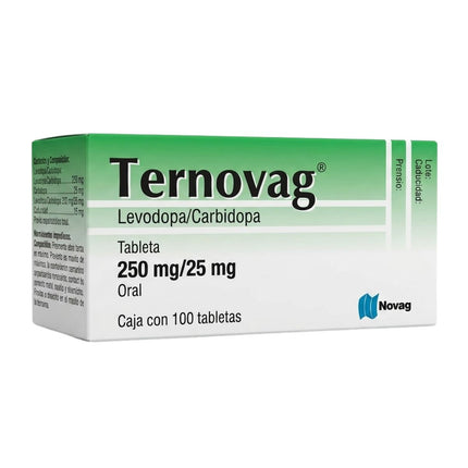 Ternovag (Levodopa Carbidopa) 250 mg/25 mg Caja con 100 Tabletas