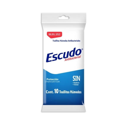 Toallitas Húmedas Antibacteriales Escudo Sobre con 10 Toallitas
