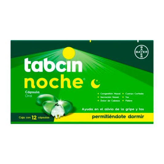 Tabcin Noche Gripa y Tos con 12 Cápsulas