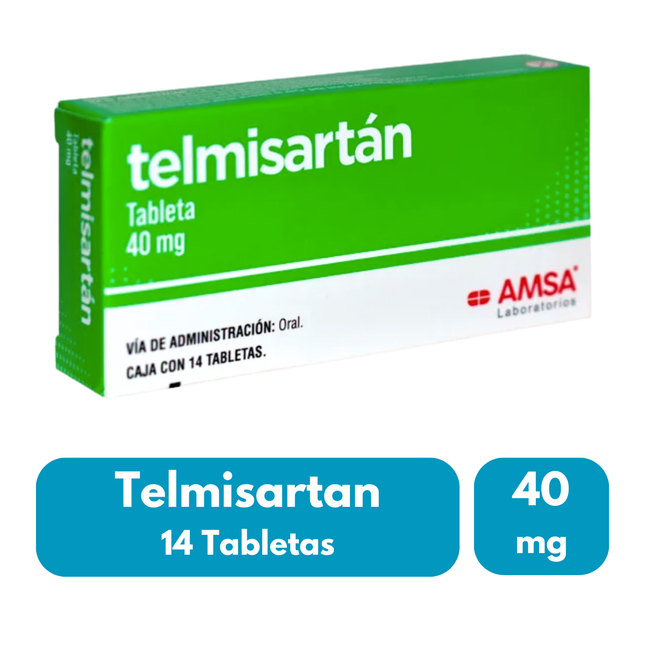 Telmisartán 40 mg Caja con 14 Tabletas Amsa