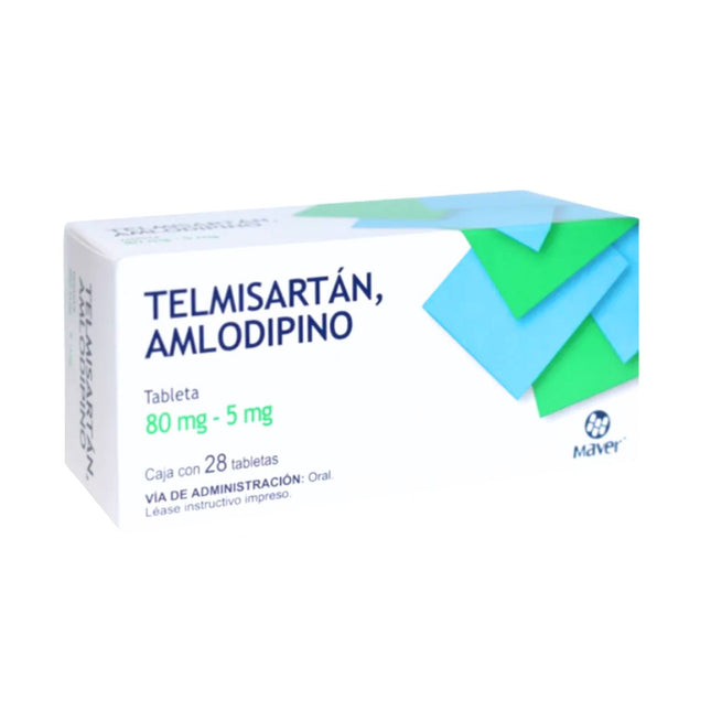 Telmisartán Amlodipino  80/ 5 mg Caja con 28 Tabletas