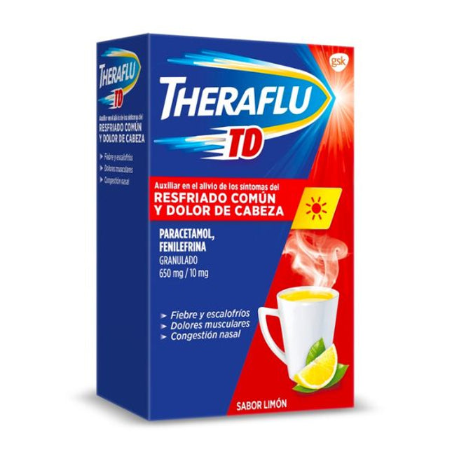 Theraflu TD (Paracetamol 650 mg/Fenilefrina 10mg) Caja con 10 Sobres
