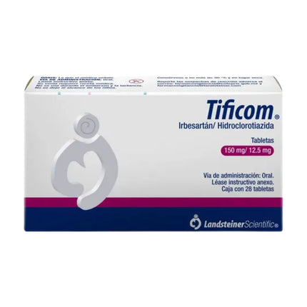 Tificom (Irbesartán, Hidroclorotiazida) 150 mg/12.5 mg Caja con 28 Tabletas