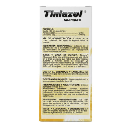 Tiniazol Shampoo (Ketoconazol) 2g/100 mL Frasco con 120 mL