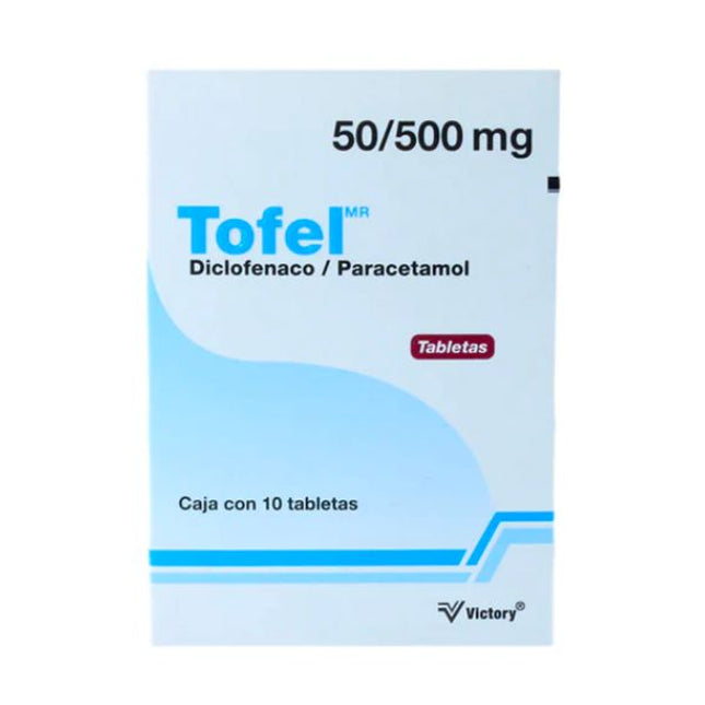 Tofel (Diclofenaco/Paracetamol) 50/500 mg  Caja con 10 Tabletas