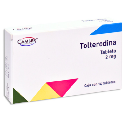 Tolterodina 2 mg Caja con 14 Tabletas