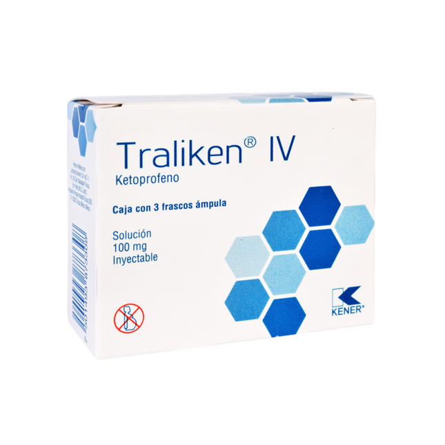 Traliken IV Ketoprofeno 100 mg Solución Inyectable Caja con 3 Frasco Ámpula