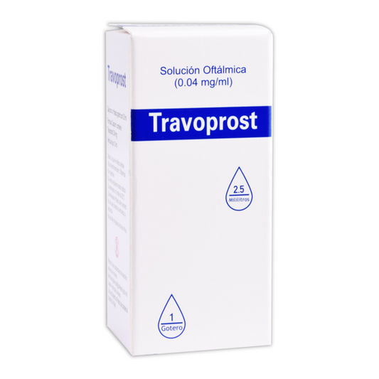 Travoprost 0.04 mg / mL Caja con Gotero 2.5 mL Solución Oftálmica