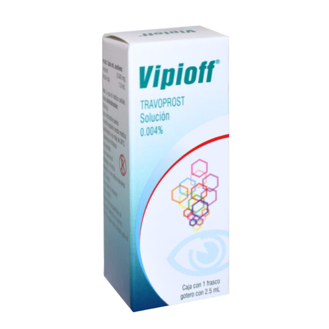 Vipioff (Travoprost) 0.04 mg Caja con Frasco Gotero 2.5 Ml